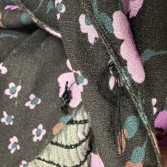 Saltwater Luxe Anthropologie Floral Puff Sleeve Maxi Dress Black Purple Women's - Picture 8 of 8